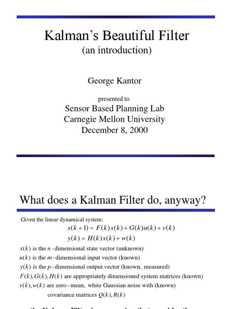 Introduction to the Kalman Filter | PDF | Kalman Filter | Applied ...