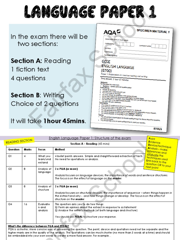 Language Paper 1 Revision Guide AQA | PDF | Question | Metaphor