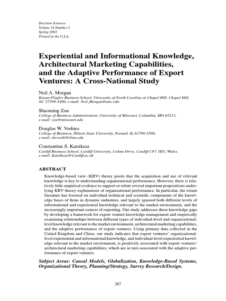 Export Ventures and Knowledge Management | PDF | Strategic Management ...