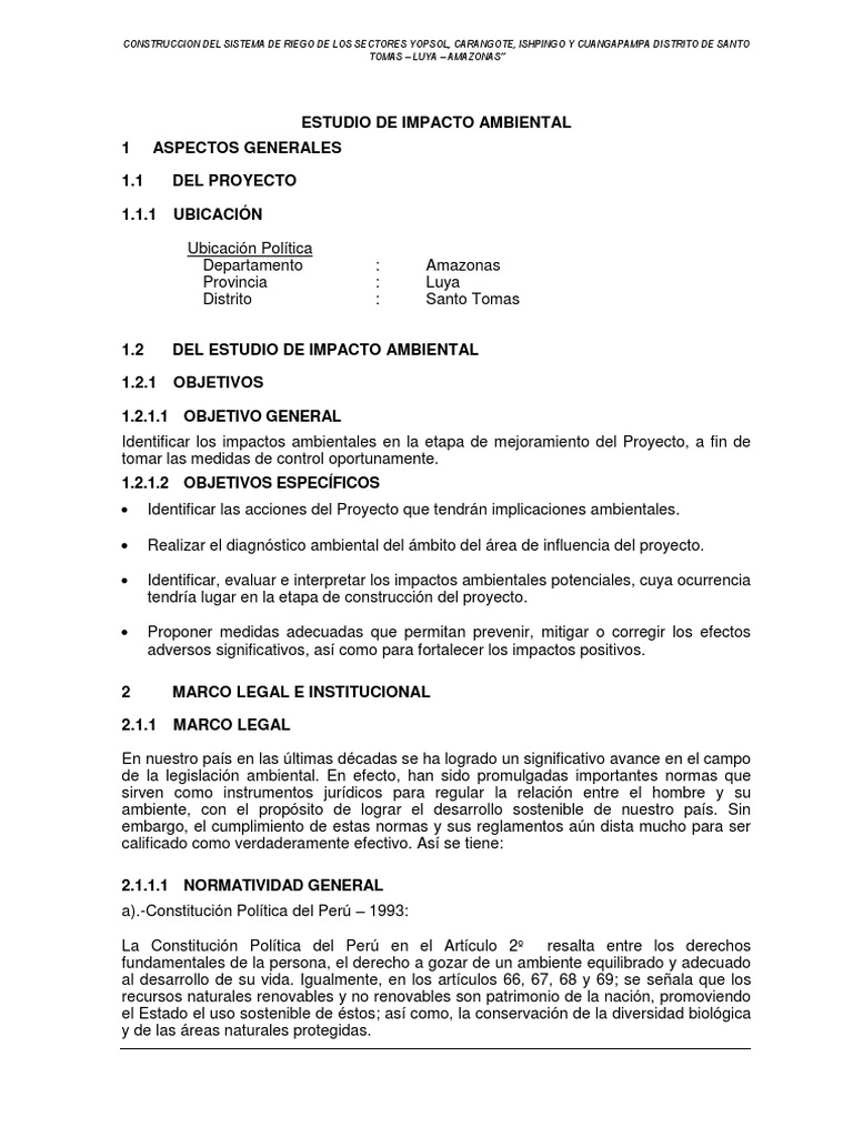 Estudio de Impacto Ambiental en Riego, Luya | PDF | Evaluación de ...