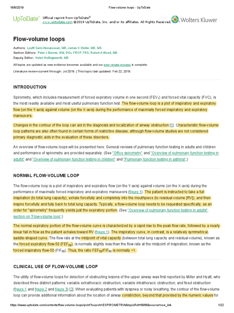 Flow Volume Loops Uptodate Lung Pulmonology