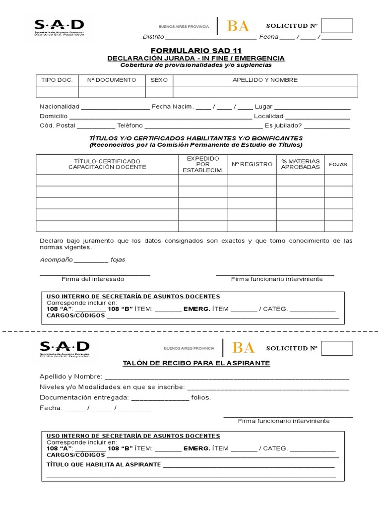 FORM. SAD 11 in Fine y Emergencia | PDF | Gobierno