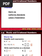 1-5 Roots and Irrational Numbers