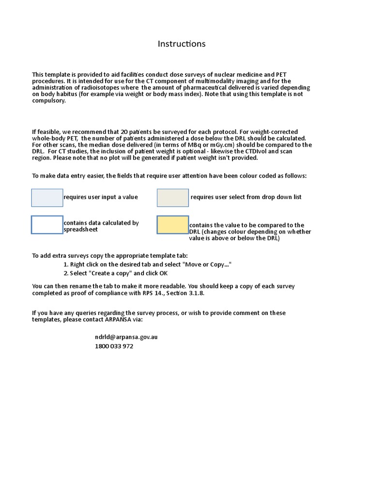 Nuclear Medicine Dose Survey Template | PDF | Positron Emission ...