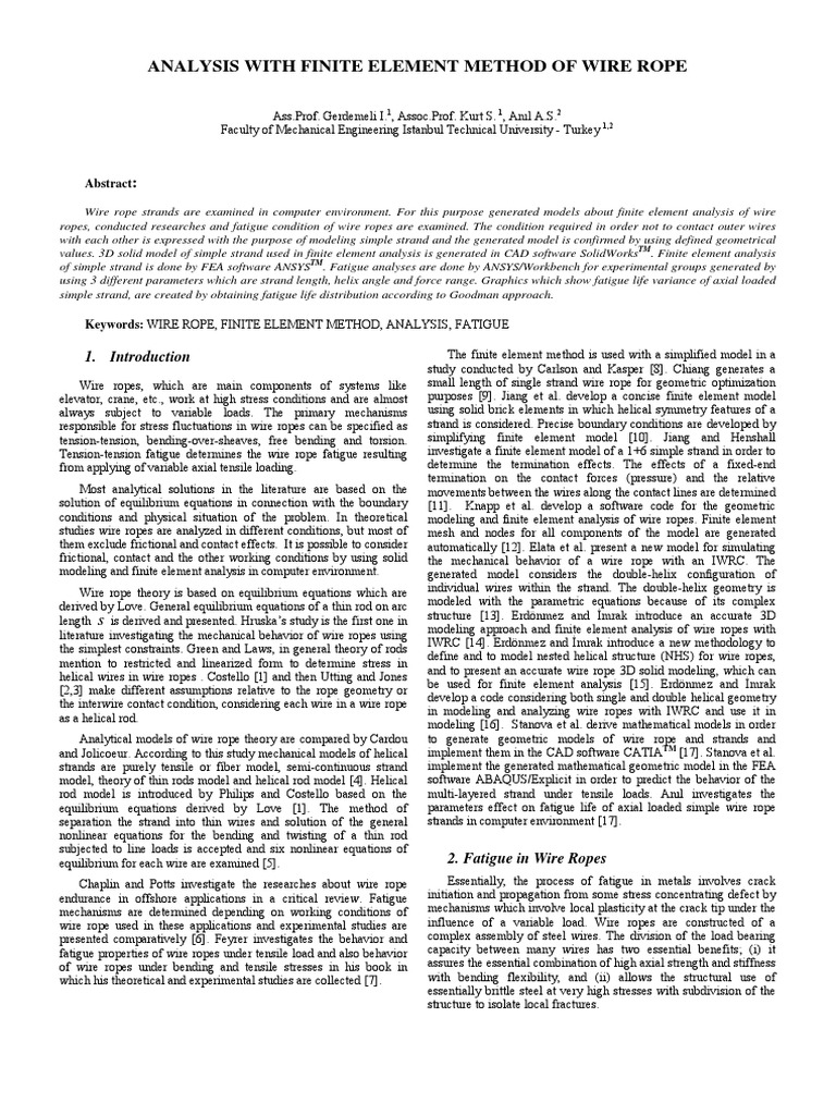 Finite Element Analysis of Wire Rope | PDF | Fatigue (Material ...