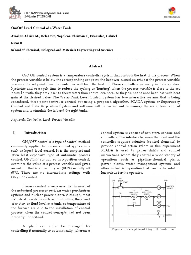 On/Off Control in Water Tank SCADA | PDF | Process Control | Scada