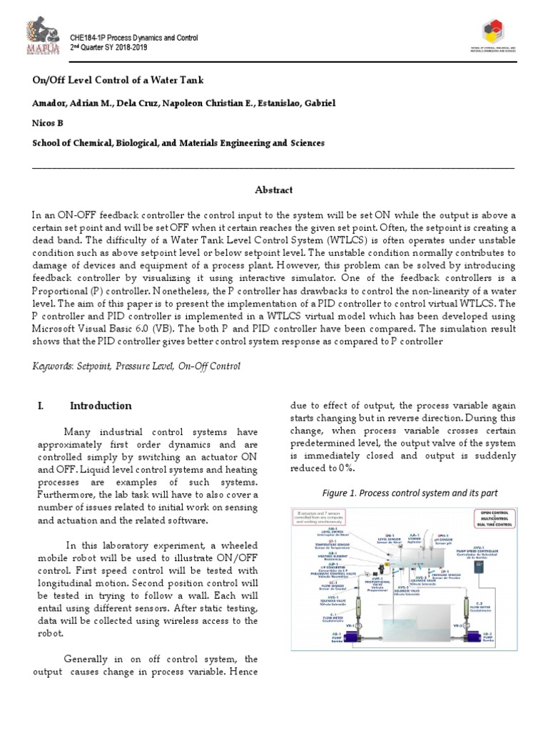 On-Off Pressure Control of A Water Tank | PDF | Control Theory ...
