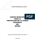 Código Municipal para la protección de la ciudad histórica del Cusco