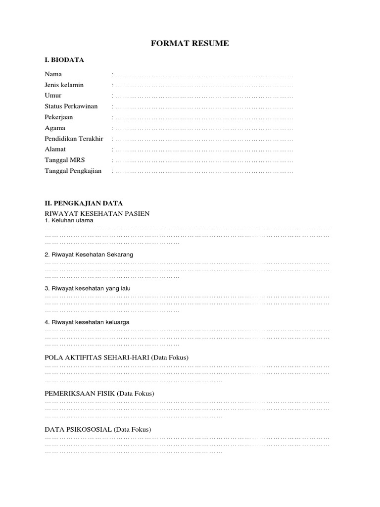 Format Resume I Biodata Pdf
