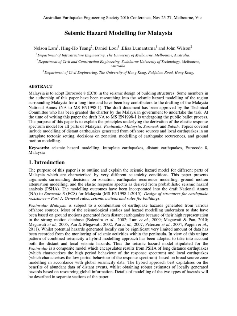 Seismic Hazard Modelling for Malaysia | PDF | Seismology | Earthquakes