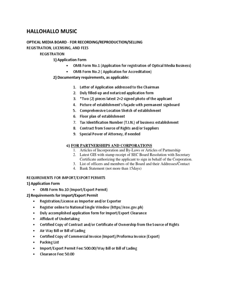 Optical Media Board PDF Invoice License