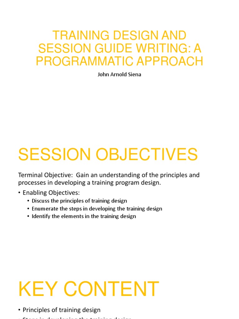 Training Design and SG Writing - For Participants | PDF | Learning ...