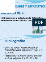 Conferencia No. 1:: - Introducción Al Estudio de La Estadística - Elementos de Estadística Descriptiva