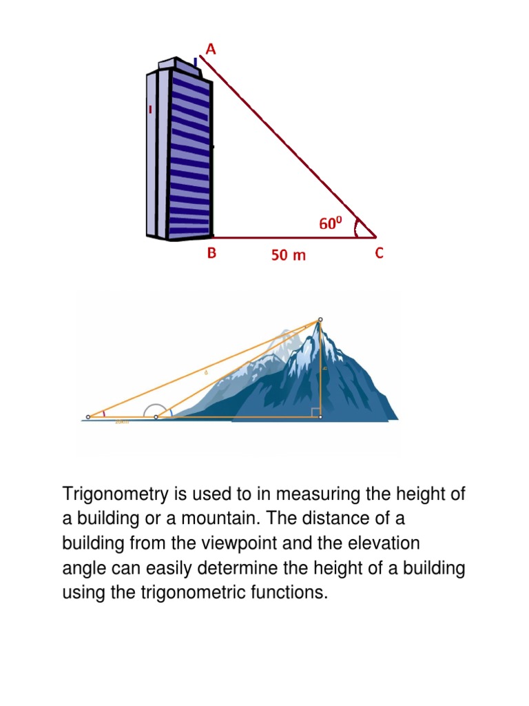 Trigonometry Is Used To In Measuring The Height Of A Building Or A Mountain
