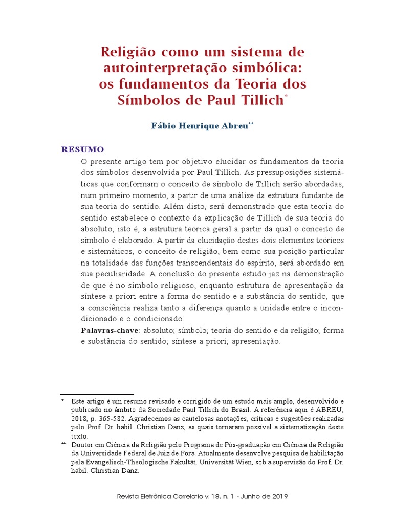 Religious Symbolism as a System of Self-Interpretation: An Analysis of ...