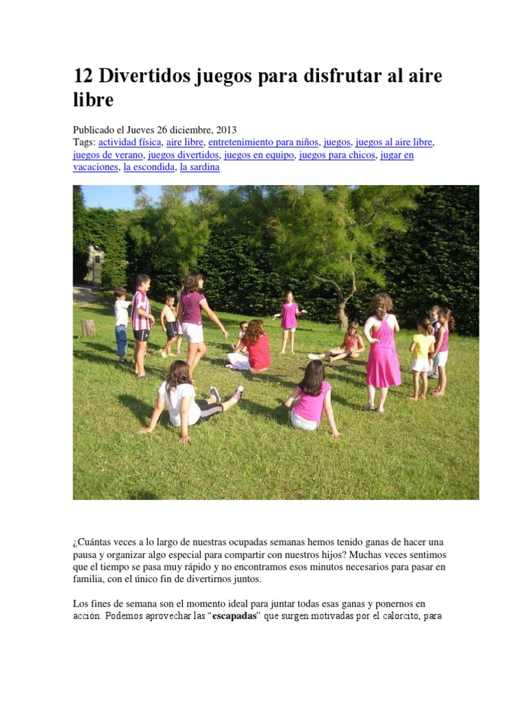 12 Divertidos Juegos para Disfrutar Al Aire Libre | PDF | Tren | Pelota