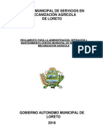 Reglamento Administración y Operación Servicio Mecanización Agricola