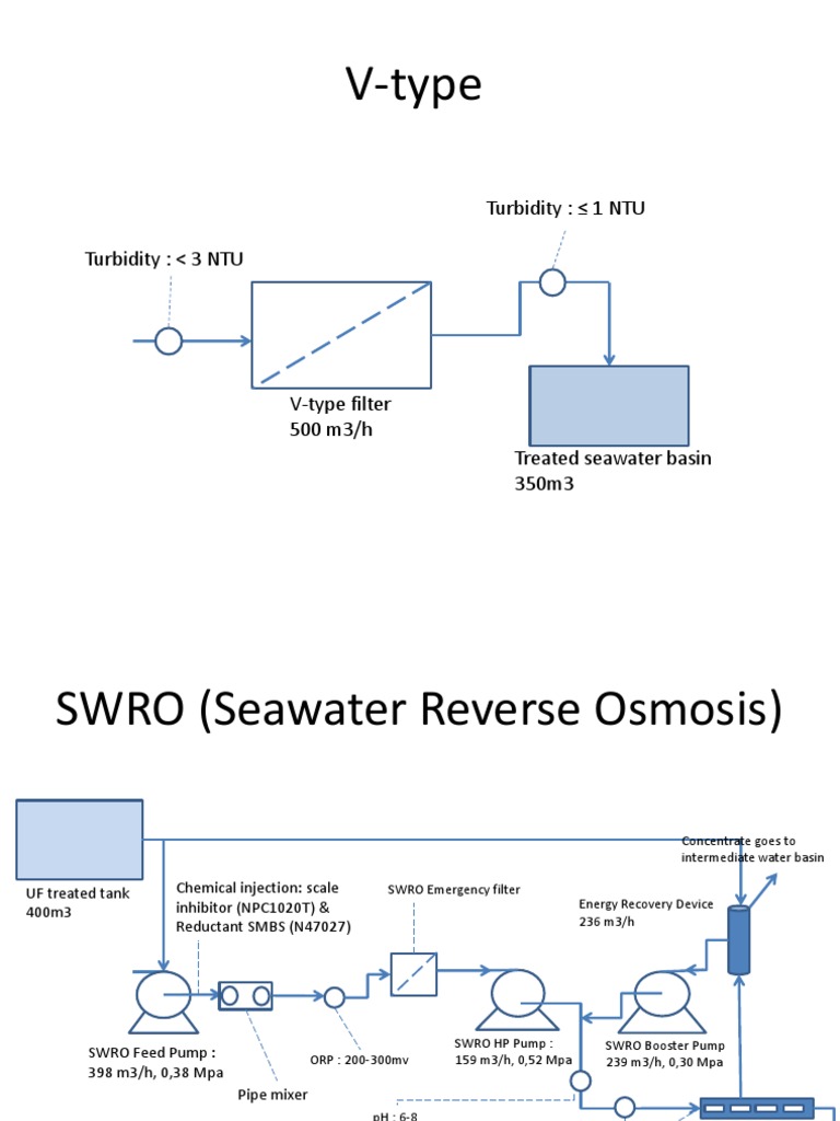 Process Flow Diagram for Seawater Reverse Osmosis Desalination and