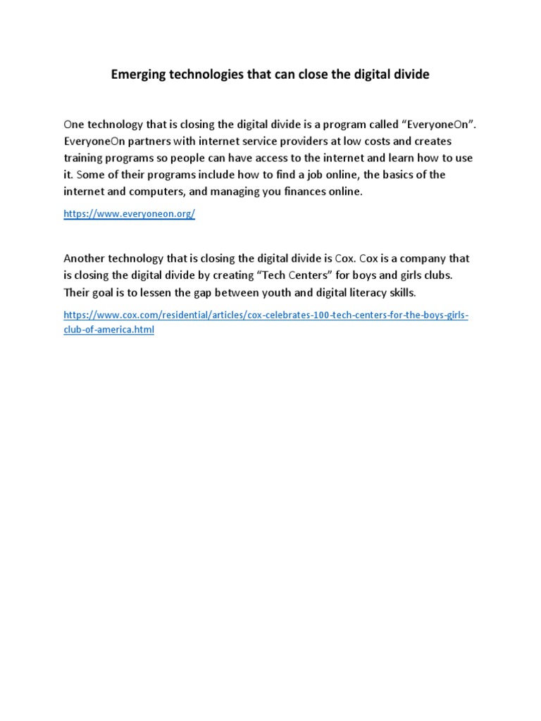 Technologies Bridging the Digital Divide | PDF