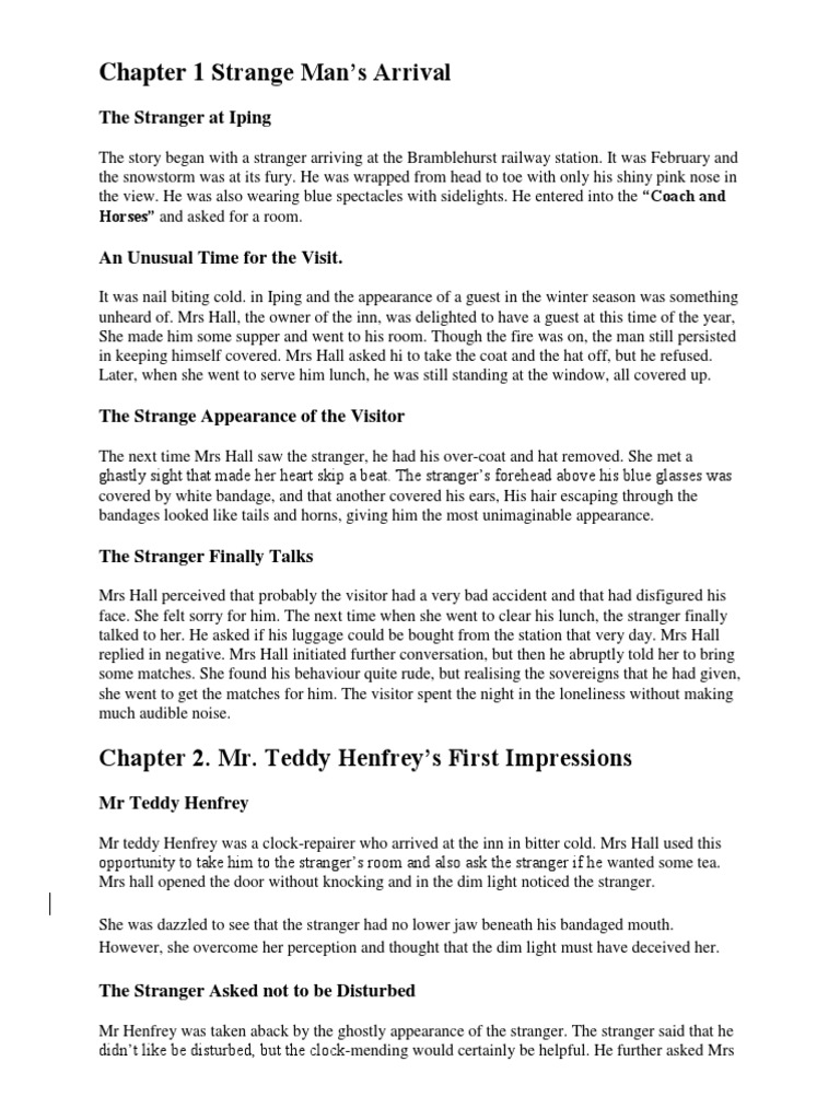 Chapter 1: The Stranger's Arrival | PDF | The Invisible Man