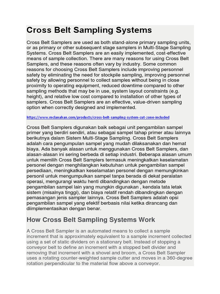 Cross Belt Sampling System Overview | PDF | Actuator | Machines