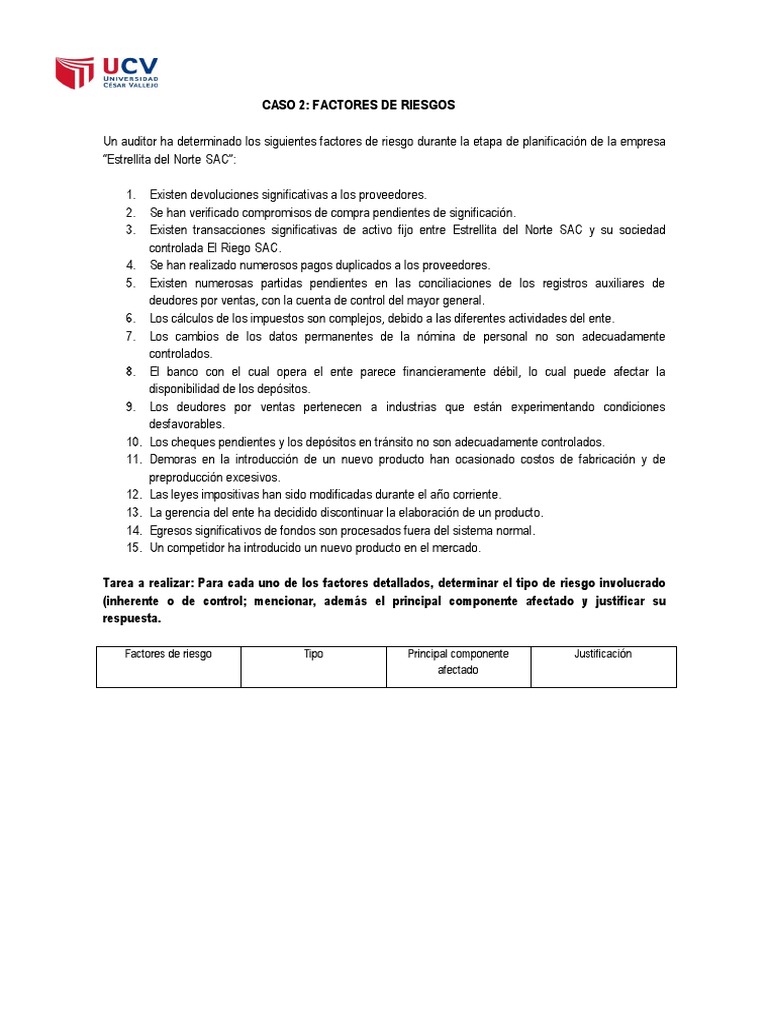 Factores de Riesgo en Auditoría Financiera | PDF