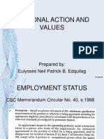 Personal Action and Values: Prepared By: Eulysses Neil Patrick B. Edquilag