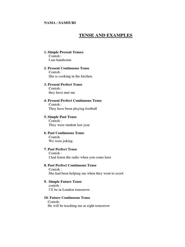 Tenses with Examples Explained | PDF
