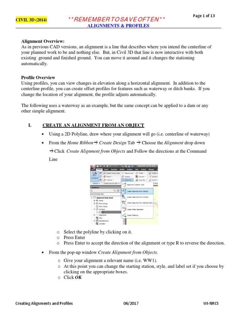 Civil 3d 2014 Creating Alignments And Profiles Download Free Pdf