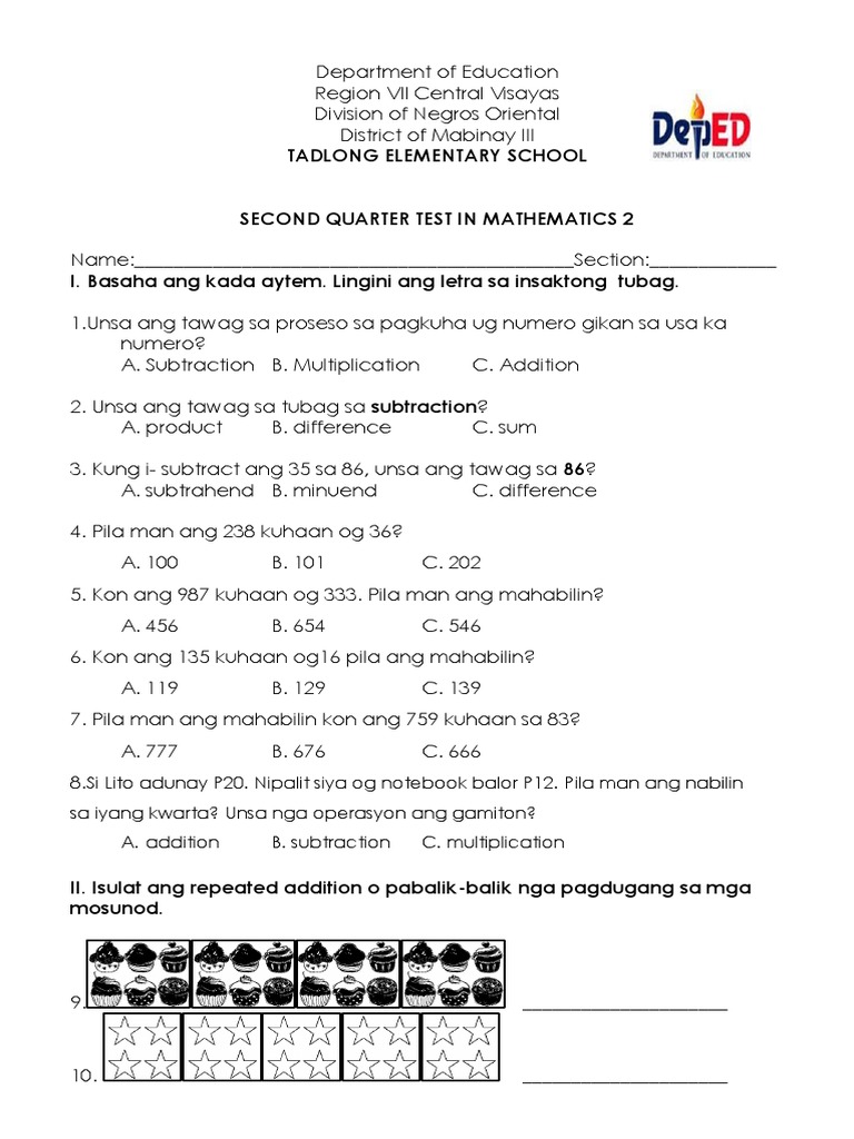 2nd Quarter Test 20172018 (Sinugbuanong Binisaya) PDF