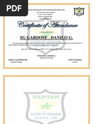 Certificate of Attendance