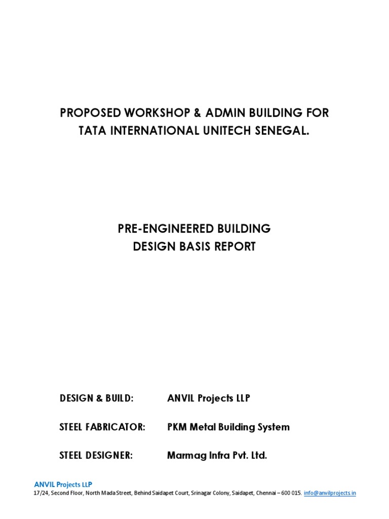 PEB Design Basis for Tata International | PDF | Bending | Structural Load