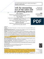 Framework For Measuring Performance of The Sales and Operations Planning Process