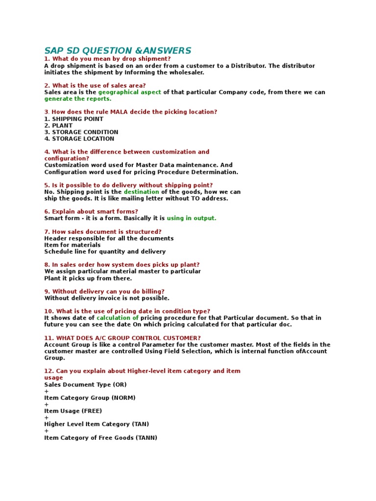 Sap SD Question &answers: Geographical Aspect Generate The Reports ...