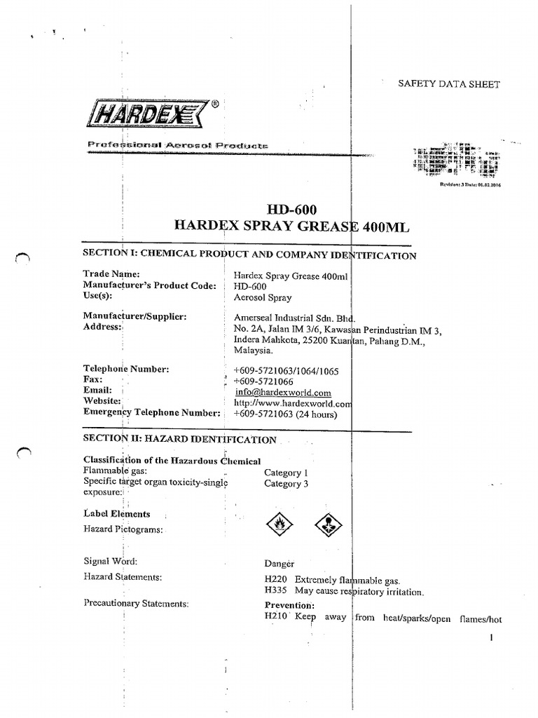 14 Hardex Spray Grease HD600 PDF