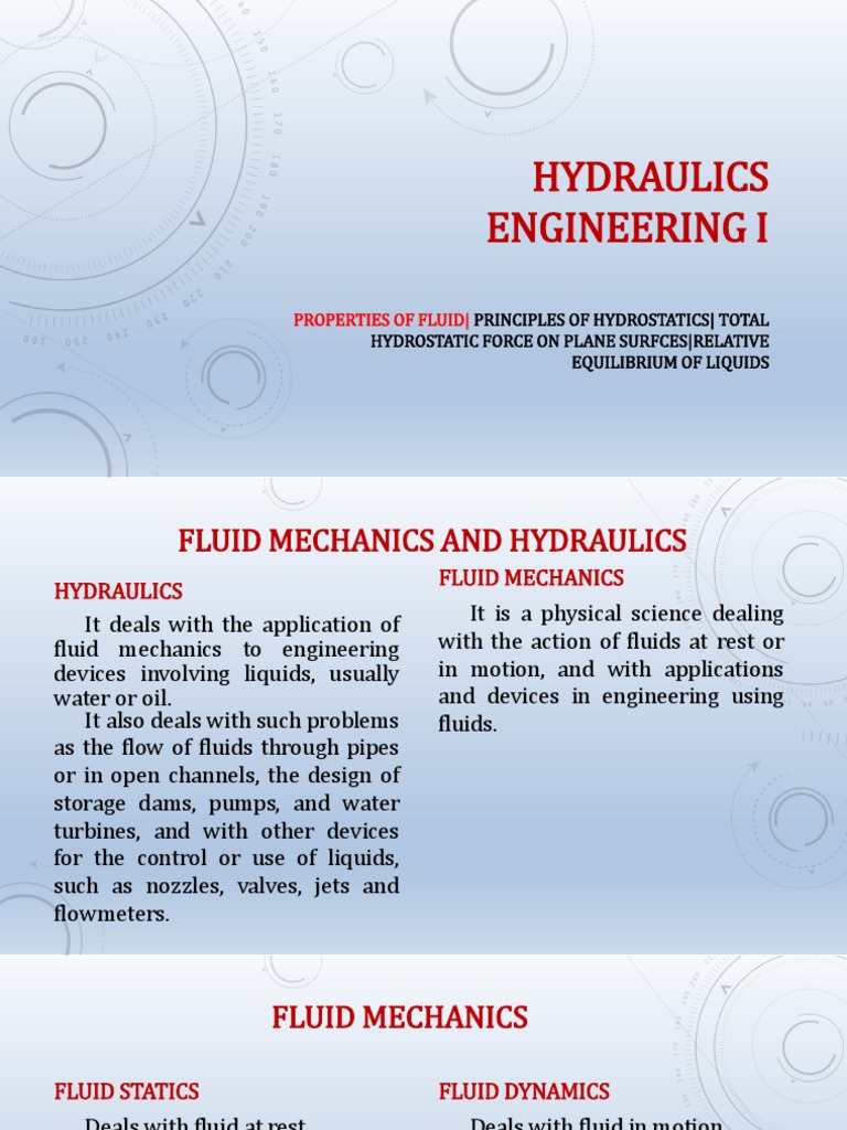 Hydraulics Engineering I: Properties of Fluid | PDF | Fluid Dynamics ...