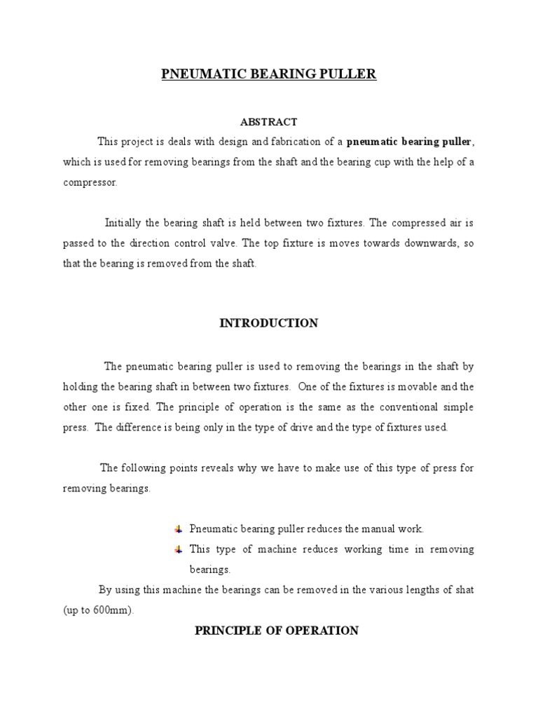 Pneumatic Bearing Puller PDF Pneumatics Piston