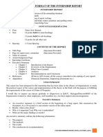 Standard Format of The Internship Report
