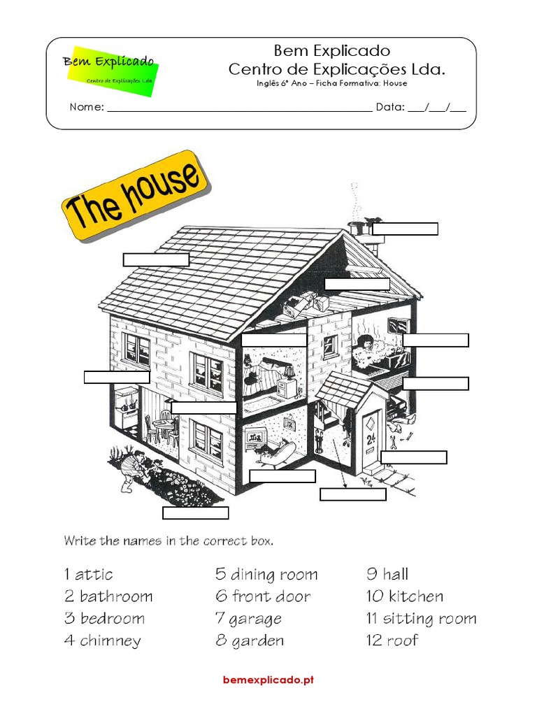 Ficha Formativa: Partes da Casa em Inglês | PDF | Carreira e Crescimento