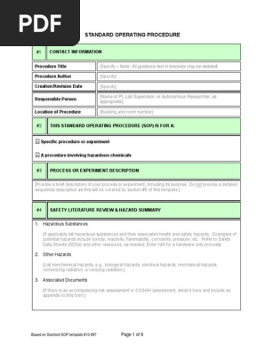 standard operating procedure template