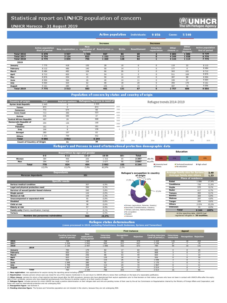 Statistical Report On UNHCR Population of Concern | PDF | Refugee ...