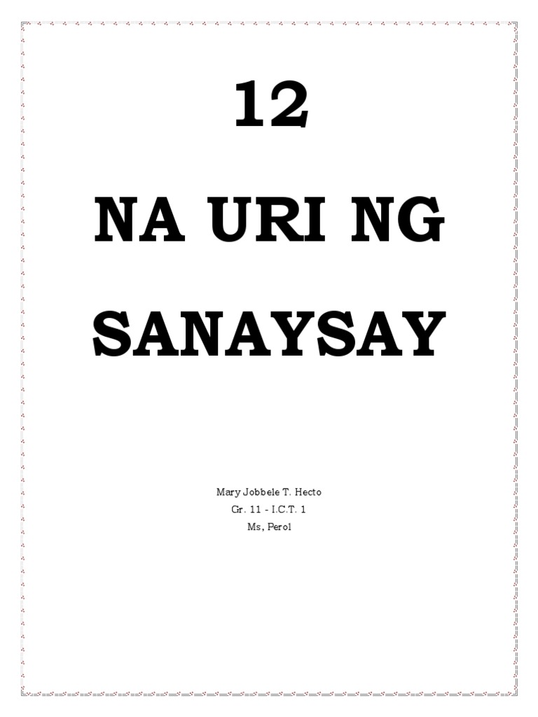 12 Na Uri Ng Sanaysay Pdf