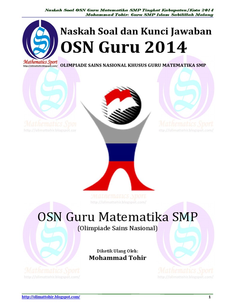 Soal Dan Kunci Jawaban Osn Guru Matematika Smp 2014 Www
