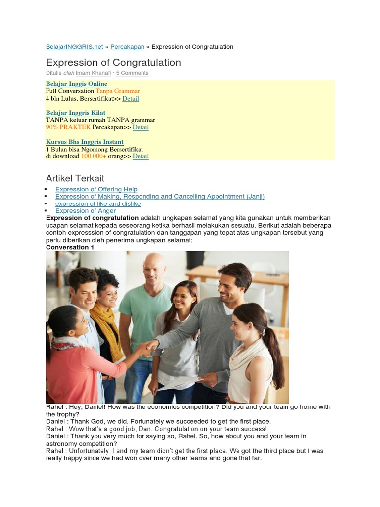 Expressions of Congratulation in English | PDF | Adverb | Lexical Semantics