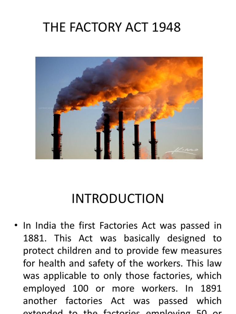 The Factory Act 1948 PDF Overtime Working Time