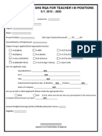 Re-Updating of Shs Rqa For Teacher I-Iii Positions