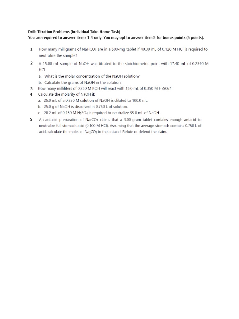 Titration Problems PDF