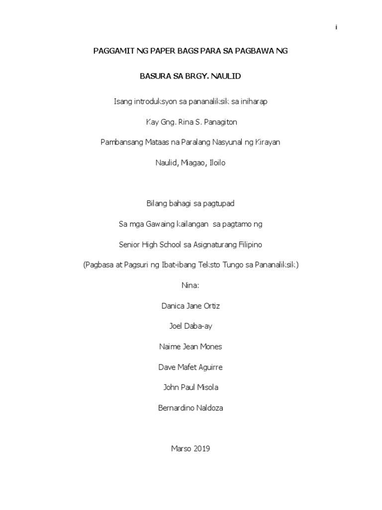 Paggamit NG Paper Bags para Sa Pagbawa NG | PDF