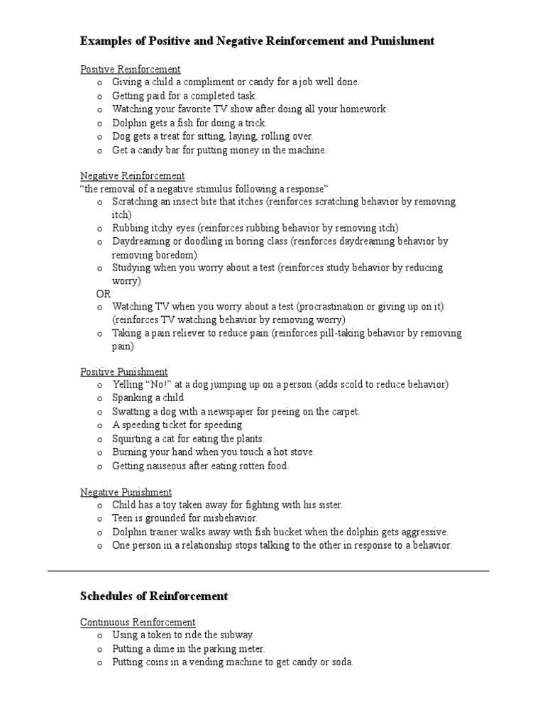 Reinforcement and Punishment Examples | PDF | Reinforcement | Violence