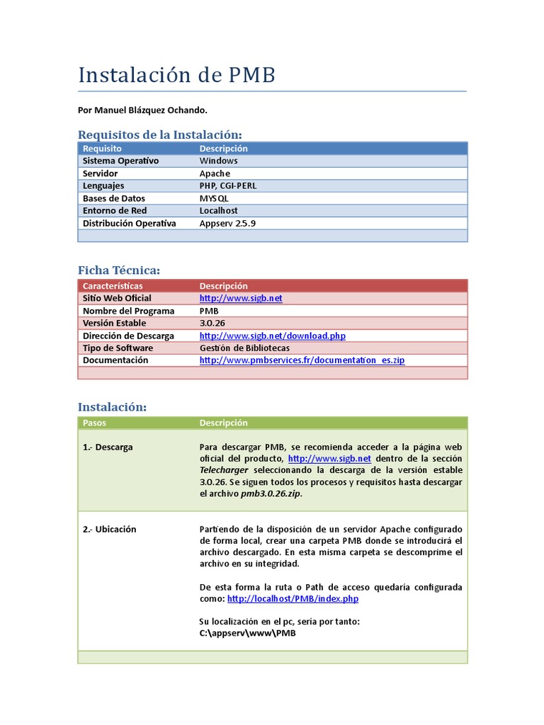 Guía de Instalación de PMB en Localhost | PDF | Servidor HTTP Apache | Php